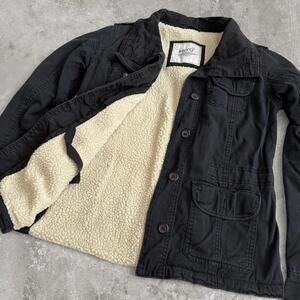 y2k dark blue Abercrombie inspired Sherpa jacket